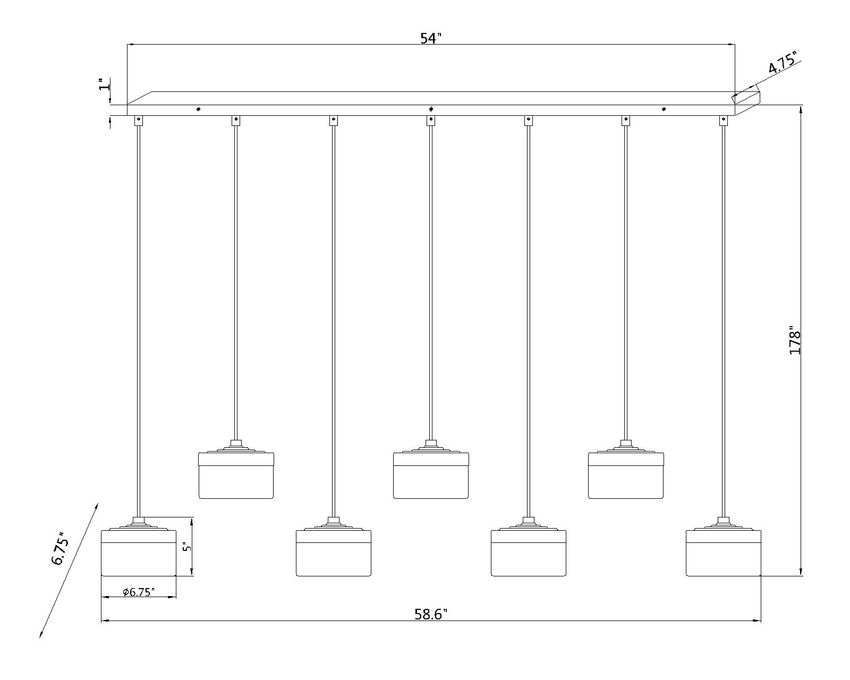 Z-Lite Renaud 7" 7-Light LED-Integrated Modern Gold Steel Frame Feathered White Glass Shade Linear Chandelier