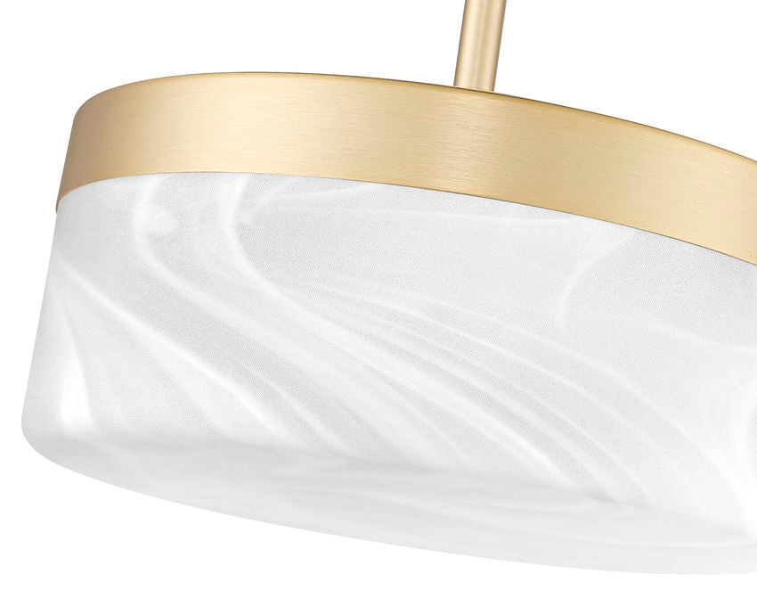 Z-Lite Renaud 9" 1-Light LED-Integrated Modern Gold Steel Frame Feathered White Glass Shade Pendant Light