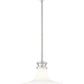 Z-Lite Reznor 12" 1-Light Brushed Nickel Steel Frame Matte Opal Glass Shade Pendant Light