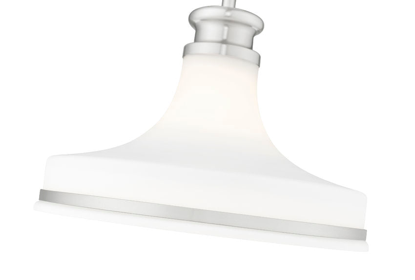 Z-Lite Reznor 12" 1-Light Brushed Nickel Steel Frame Matte Opal Glass Shade Pendant Light