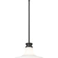 Z-Lite Reznor 12" 1-Light Matte Black Steel Frame Matte Opal Glass Shade Pendant Light
