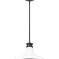 Z-Lite Reznor 12" 1-Light Matte Black Steel Frame Matte Opal Glass Shade Pendant Light