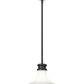 Z-Lite Reznor 12" 1-Light Matte Black Steel Frame Matte Opal Glass Shade Pendant Light