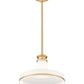 Z-Lite Reznor 12" 1-Light Modern Gold Steel Frame Matte Opal Glass Shade Pendant Light