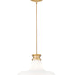 Z-Lite Reznor 12" 1-Light Modern Gold Steel Frame Matte Opal Glass Shade Pendant Light