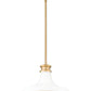 Z-Lite Reznor 12" 1-Light Modern Gold Steel Frame Matte Opal Glass Shade Pendant Light