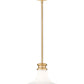 Z-Lite Reznor 12" 1-Light Modern Gold Steel Frame Matte Opal Glass Shade Pendant Light