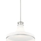 Z-Lite Reznor 18" 1-Light Brushed Nickel Steel Frame Matte Opal Glass Shade Pendant Light