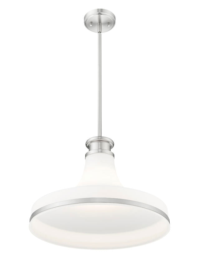 Z-Lite Reznor 18" 1-Light Brushed Nickel Steel Frame Matte Opal Glass Shade Pendant Light