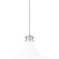 Z-Lite Reznor 18" 1-Light Brushed Nickel Steel Frame Matte Opal Glass Shade Pendant Light
