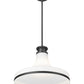 Z-Lite Reznor 18" 1-Light Matte Black Steel Frame Matte Opal Glass Shade Pendant Light