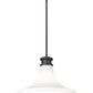 Z-Lite Reznor 18" 1-Light Matte Black Steel Frame Matte Opal Glass Shade Pendant Light