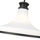 Z-Lite Reznor 18" 1-Light Matte Black Steel Frame Matte Opal Glass Shade Pendant Light