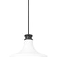 Z-Lite Reznor 18" 1-Light Matte Black Steel Frame Matte Opal Glass Shade Pendant Light
