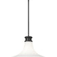 Z-Lite Reznor 18" 1-Light Matte Black Steel Frame Matte Opal Glass Shade Pendant Light