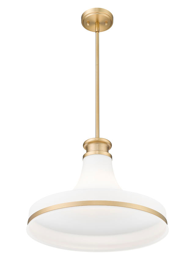Z-Lite Reznor 18" 1-Light Modern Gold Steel Frame Matte Opal Glass Shade Pendant Light
