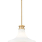 Z-Lite Reznor 18" 1-Light Modern Gold Steel Frame Matte Opal Glass Shade Pendant Light