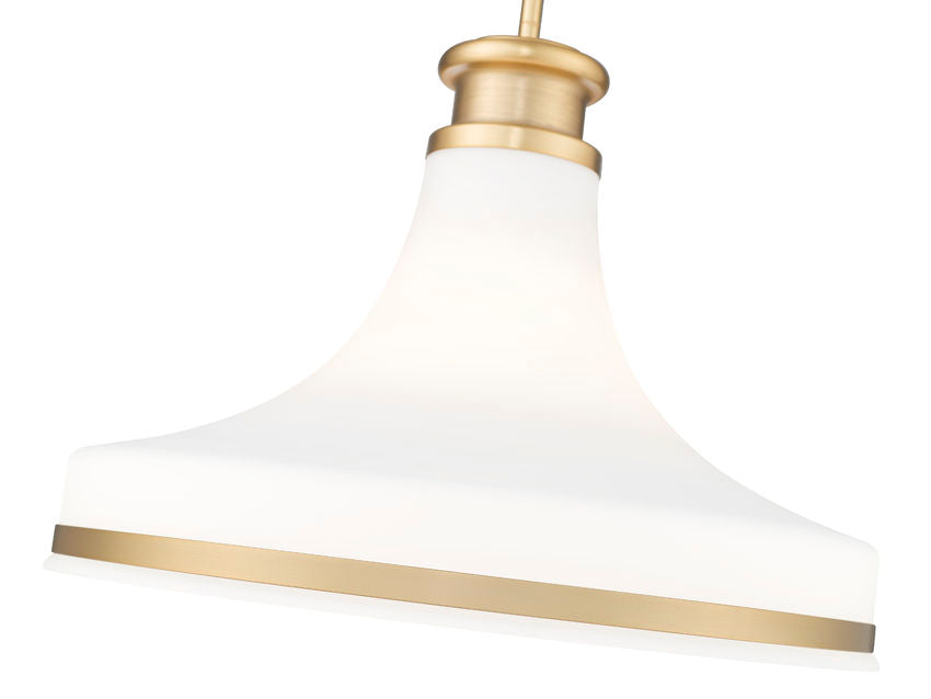 Z-Lite Reznor 18" 1-Light Modern Gold Steel Frame Matte Opal Glass Shade Pendant Light