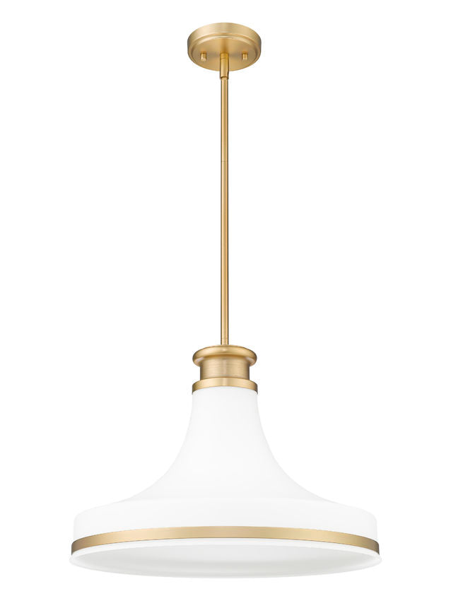 Z-Lite Reznor 18" 1-Light Modern Gold Steel Frame Matte Opal Glass Shade Pendant Light