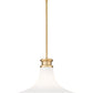 Z-Lite Reznor 18" 1-Light Modern Gold Steel Frame Matte Opal Glass Shade Pendant Light