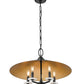 Z-Lite Rialto 22" 5-Light Candelabra Matte Black Steel With Signature Rubbed Brass Inner Shade Pendant Light