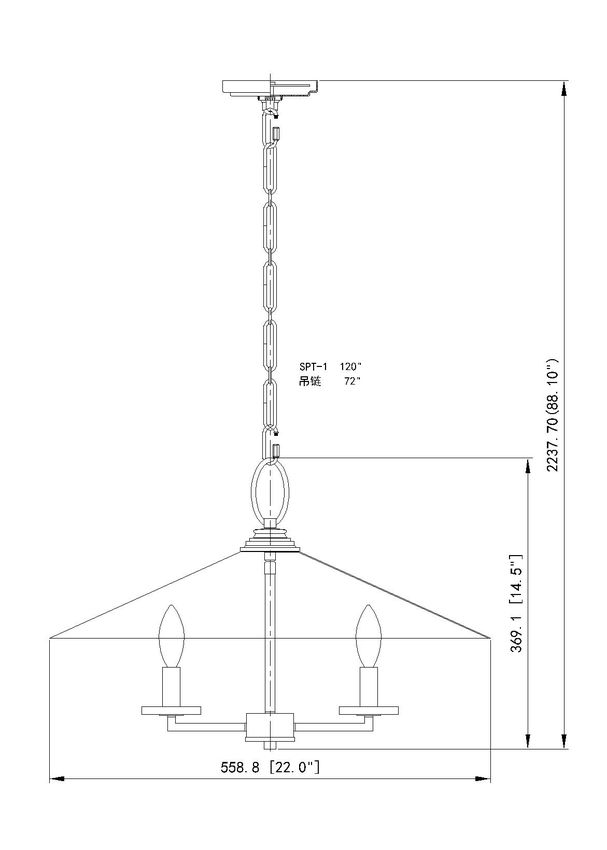 Z-Lite Rialto 22" 5-Light Candelabra Matte Black Steel With Signature Rubbed Brass Inner Shade Pendant Light