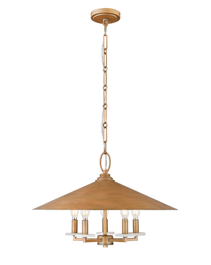 Z-Lite Rialto 22" 5-Light Candelabra Signature Gold Steel Pendant Light