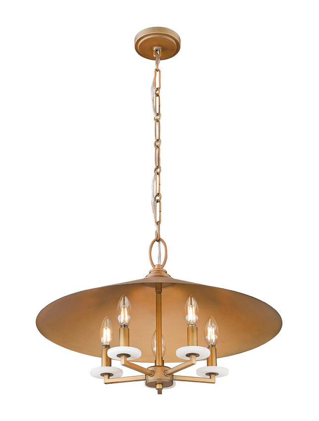 Z-Lite Rialto 22" 5-Light Candelabra Signature Gold Steel Pendant Light