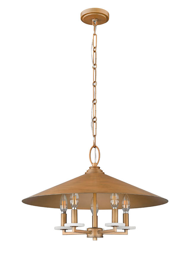 Z-Lite Rialto 22" 5-Light Candelabra Signature Gold Steel Pendant Light