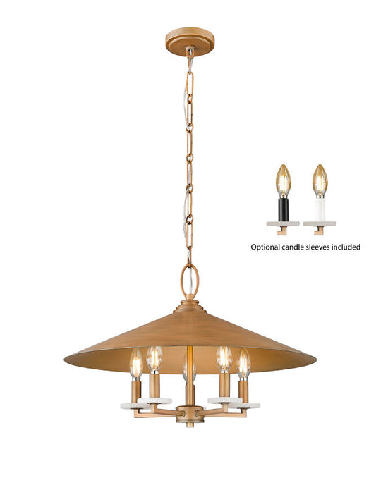 Z-Lite Rialto 22" 5-Light Candelabra Signature Gold Steel Pendant Light