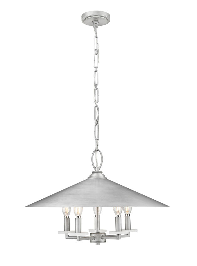 Z-Lite Rialto 22" 5-Light Candelabra Signature Pewter Steel Pendant Light