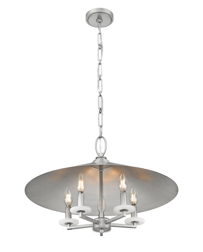 Z-Lite Rialto 22" 5-Light Candelabra Signature Pewter Steel Pendant Light