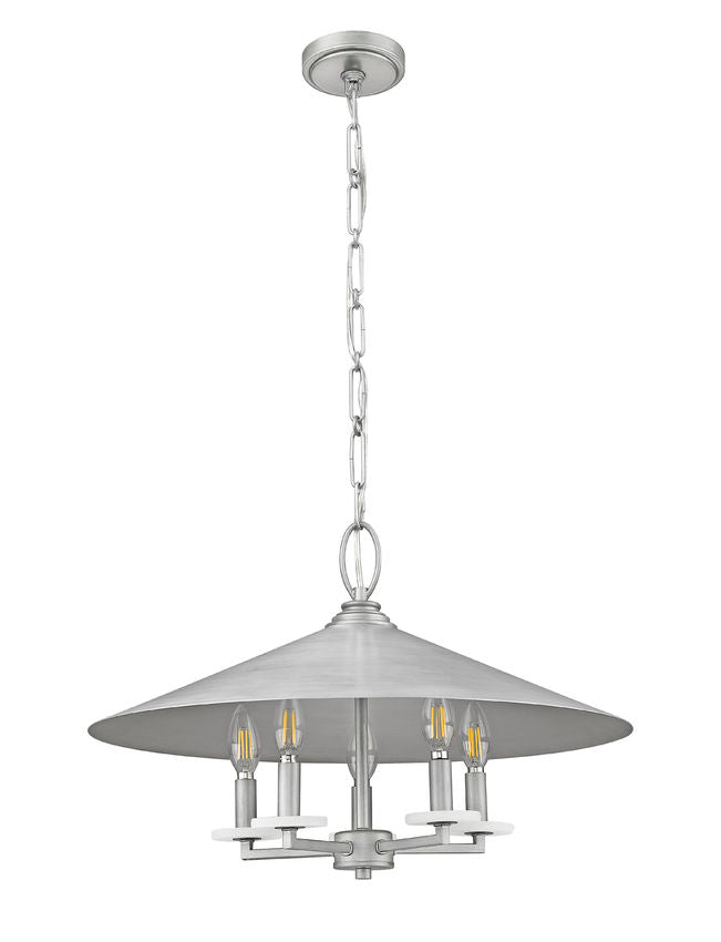Z-Lite Rialto 22" 5-Light Candelabra Signature Pewter Steel Pendant Light