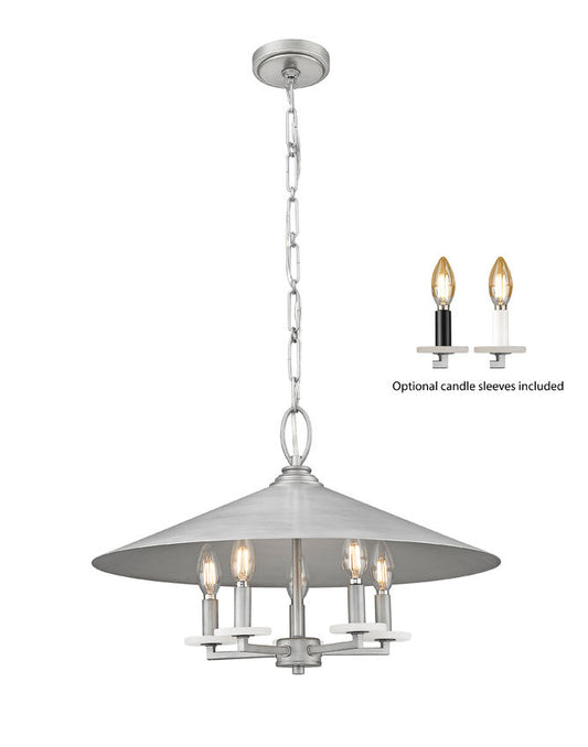 Z-Lite Rialto 22" 5-Light Candelabra Signature Pewter Steel Pendant Light
