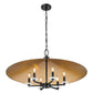 Z-Lite Rialto 32" 6-Light Candelabra Matte Black Steel With Signature Rubbed Brass Inner Shade Pendant Light