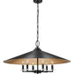 Z-Lite Rialto 32" 6-Light Candelabra Matte Black Steel With Signature Rubbed Brass Inner Shade Pendant Light