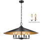 Z-Lite Rialto 32" 6-Light Candelabra Matte Black Steel With Signature Rubbed Brass Inner Shade Pendant Light