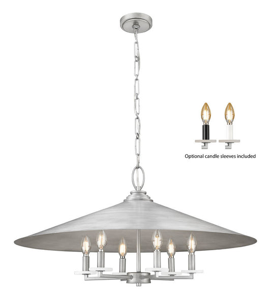 Z-Lite Rialto 32" 6-Light Candelabra Signature Pewter Steel Pendant Light