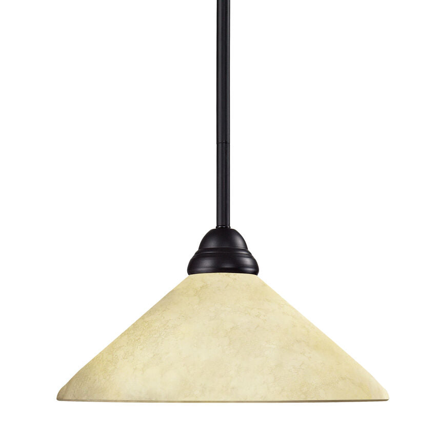Z-Lite Riviera 14" 1-Light Bronze Pendant Light With Golden Mottle Glass Shade