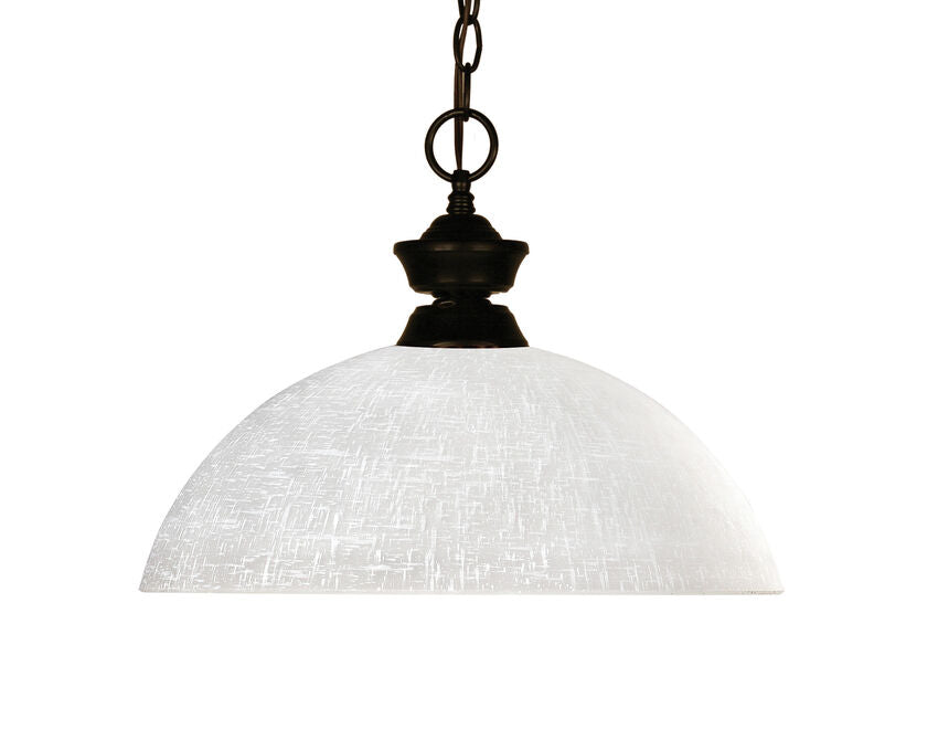 Z-Lite Riviera 14" 1-Light Bronze Pendant Light With White Linen Glass Shade