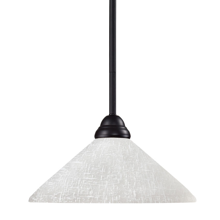 Z-Lite Riviera 14" 1-Light Bronze Pendant Light With White Linen Glass Shade