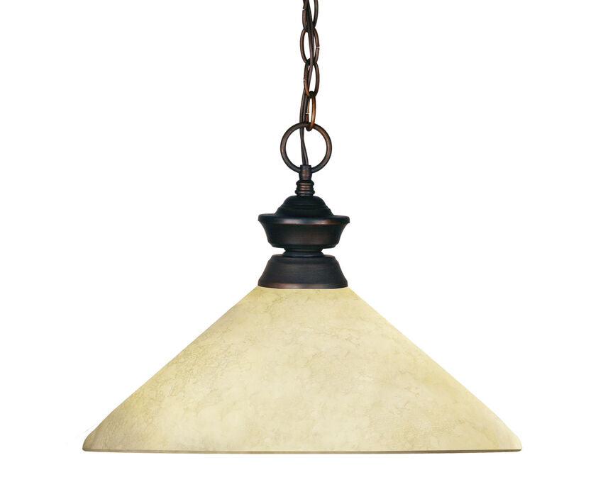 Z-Lite Riviera 14" 1-Light Olde Bronze Steel Pendant Light With Golden Mottle Glass Shade