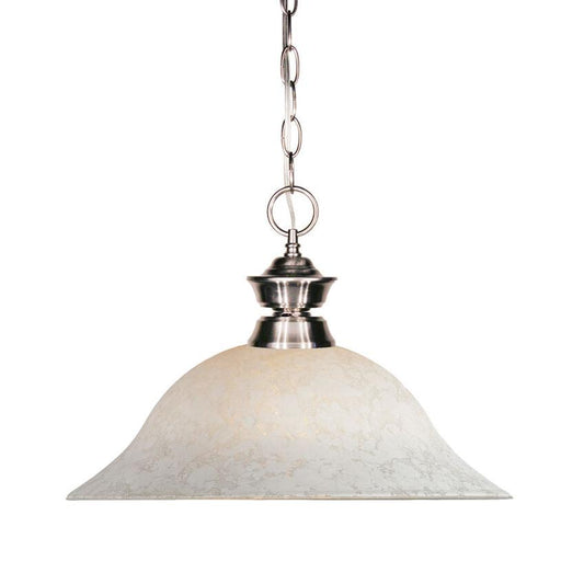 Z-Lite Riviera 16" 1-Light Brushed Nickel Pendant Light With White Mottle Glass Shade