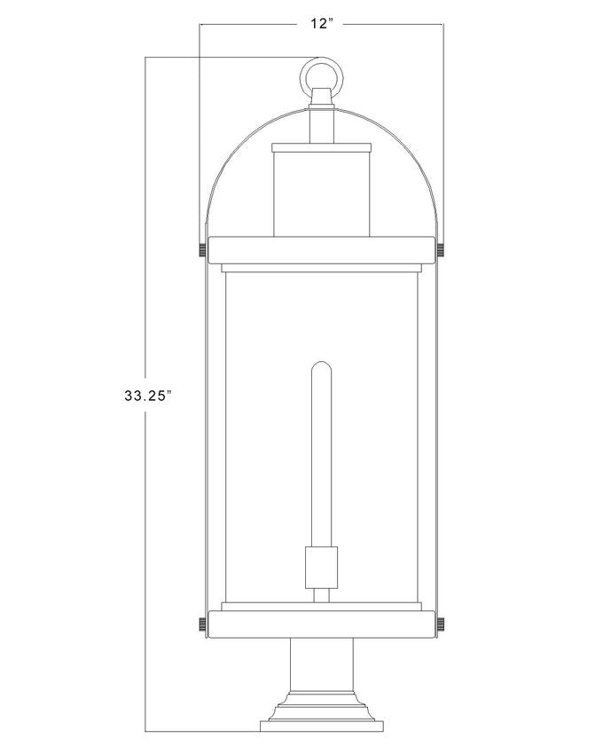 Z-Lite Roundhouse 12" W x 33" H 1-Light Black Outdoor Post Mount Fixture and Square Pier Mount With Clear Seedy Glass Shade