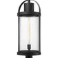Z-Lite Roundhouse 12" W x 33" H 1-Light Black Outdoor Post Mount Fixture and Square Pier Mount With Clear Seedy Glass Shade