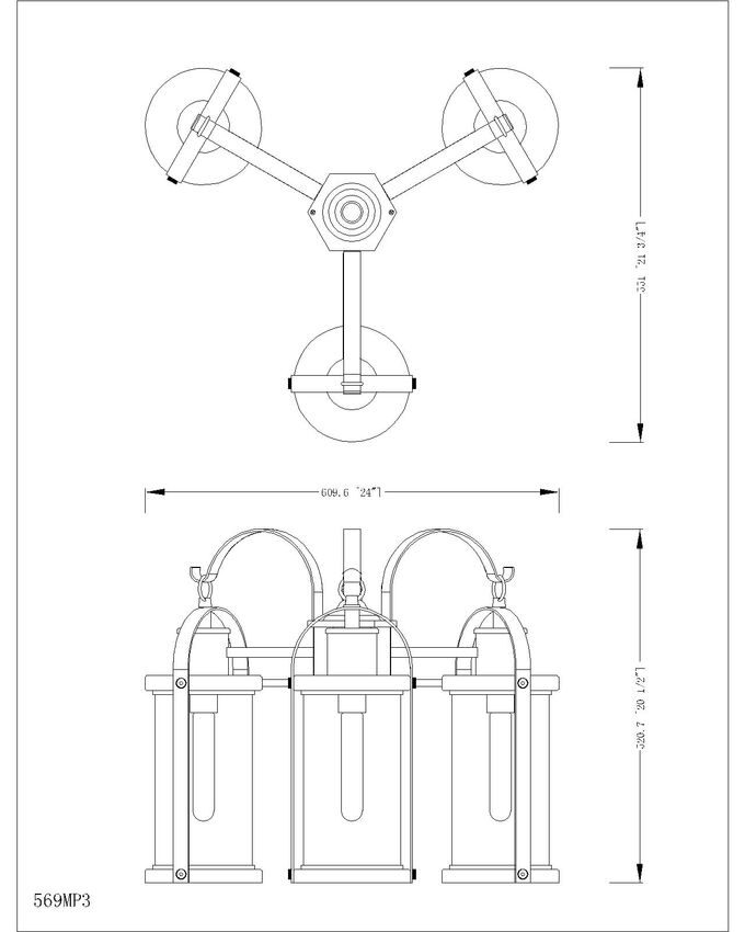 Z-Lite Roundhouse 569MP3-519P-BK 3-Light Black Aluminum Frame Clear Seedy Glass Shade Outdoor Post Mounted Fixture