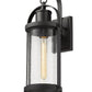 Z-Lite Roundhouse 8" 1-Light Black Outdoor Wall Sconce With Clear Seedy Glass Shade