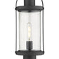 Z-Lite Roundhouse 8" W x 23" H 1-Light Black Outdoor Post Mount Fixture and Square Pier Mount With Clear Seedy Glass Shade