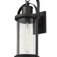 Z-Lite Roundhouse 9" 1-Light Black Outdoor Wall Sconce With Clear Seedy Glass Shade