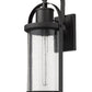 Z-Lite Roundhouse 9" 1-Light Black Outdoor Wall Sconce With Clear Seedy Glass Shade
